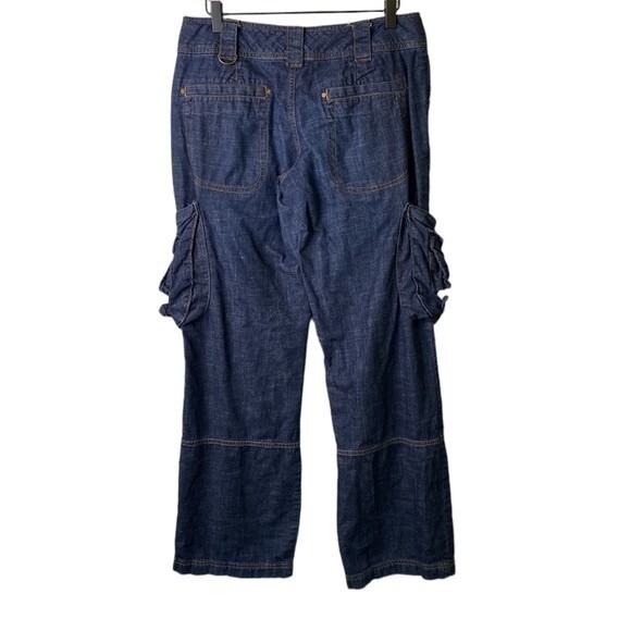 Patrick Robinson for Target Wide Leg Denim Cargo Distressed Jeans Dark Wash - Picture 4 of 16